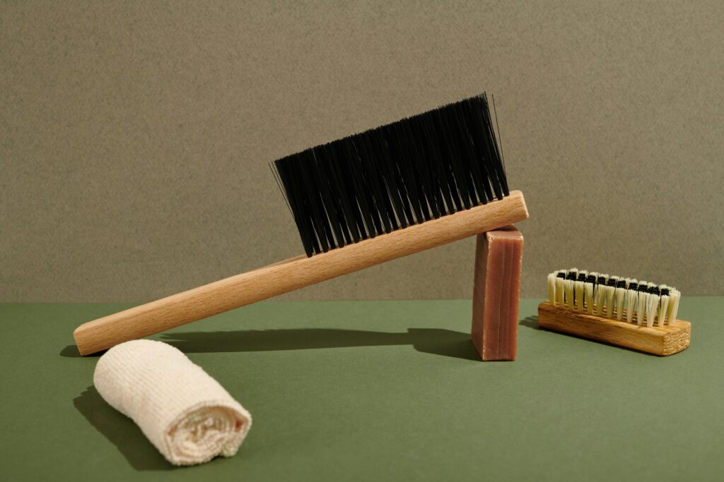 Assorted self-care tools including skincare products and wellness items